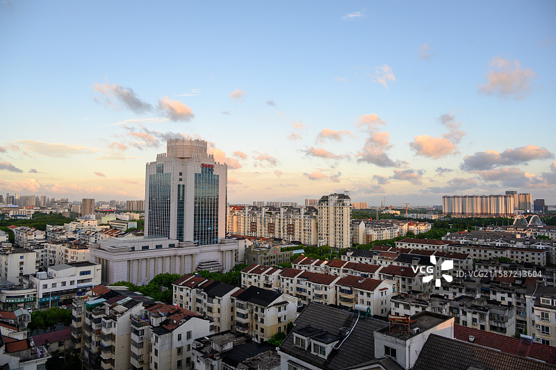 苏州市吴中区CBD日落全景图片素材
