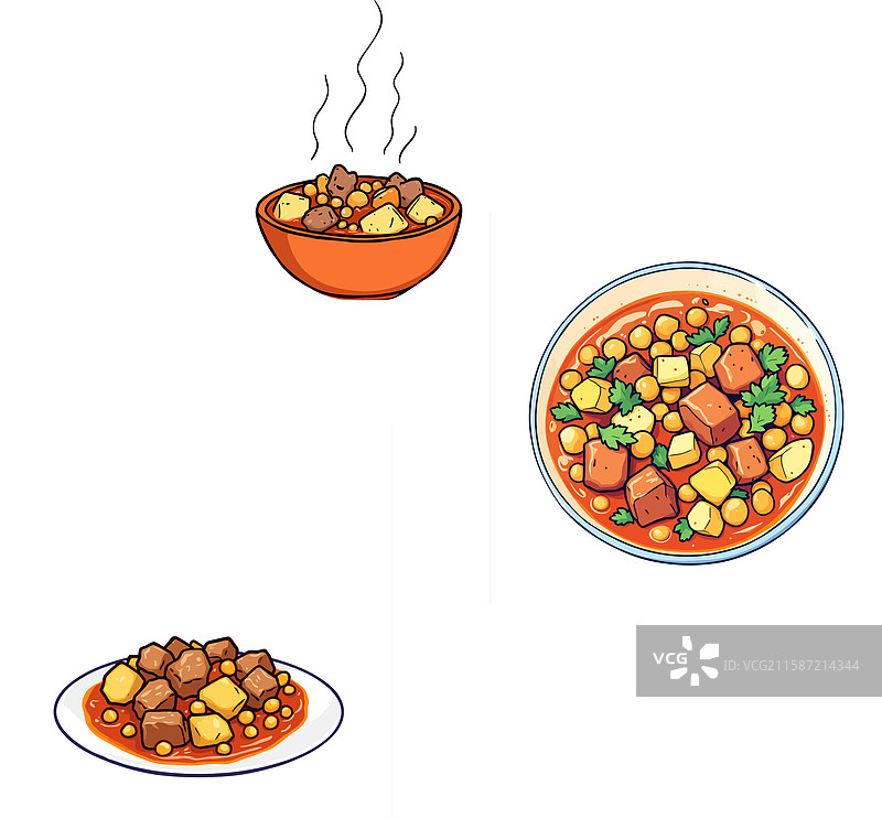 香辣鹰嘴豆炖肉土豆图片素材