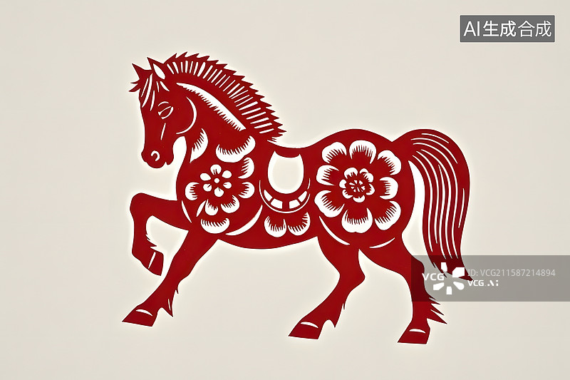 【AI数字艺术】剪纸骏马图片素材