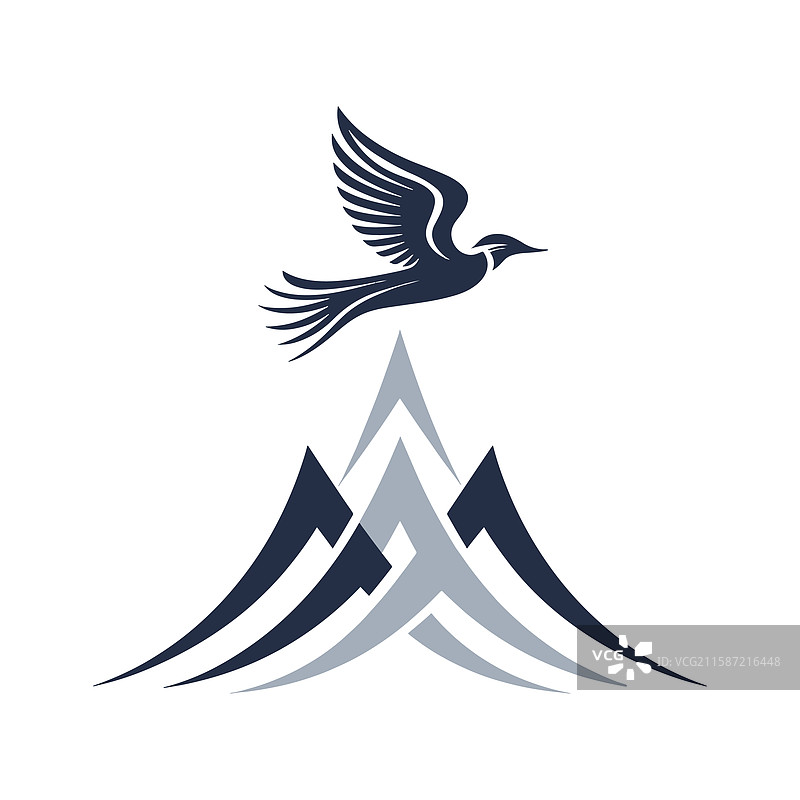 飞鸟与山脉的标志设计图标图片素材