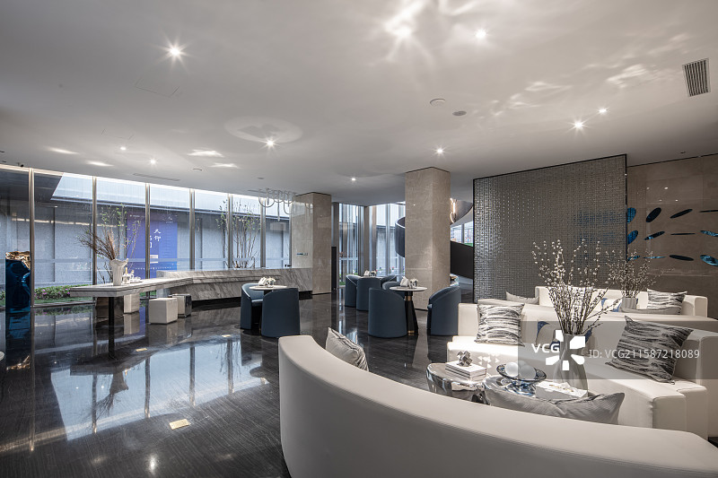 售楼处洽谈区的开放式空间设计图片素材