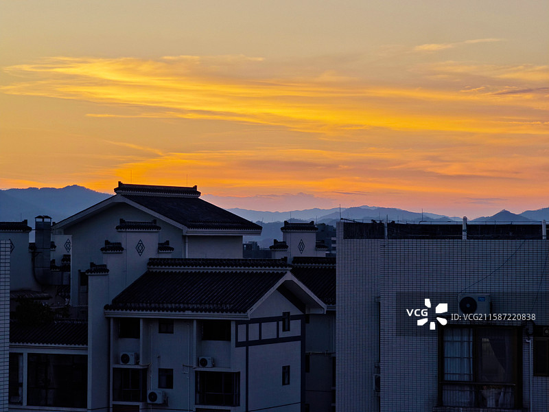 龙川县城晚霞图片素材