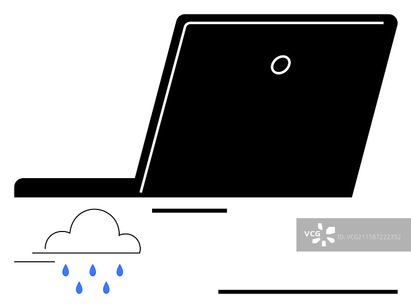带有云和雨滴的笔记本电脑，表示风险图片素材
