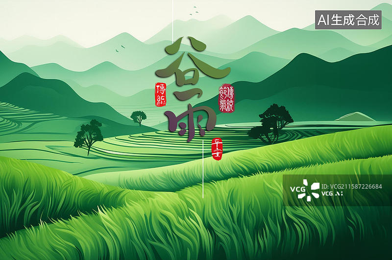 【AI数字艺术】二十四节气谷雨图片素材