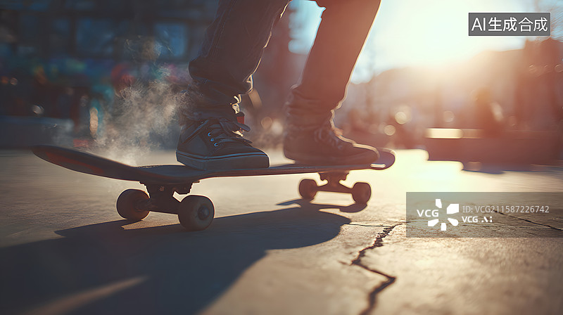 【AI数字艺术】街头滑板场景图片素材