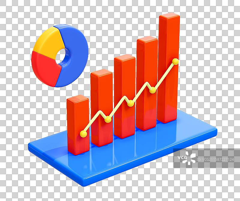 数据图表柱状图上升趋势商务3D卡通插画元素图片素材