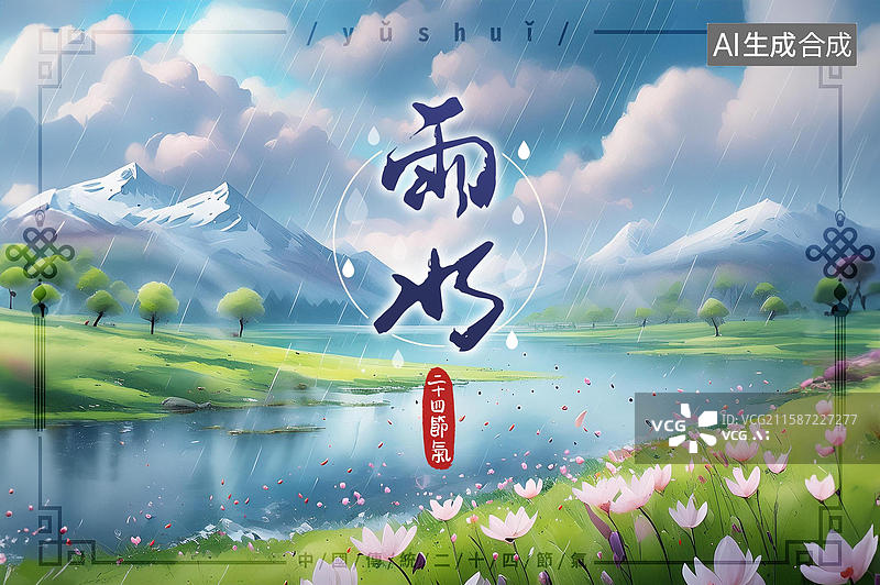 【AI数字艺术】二十四节气雨水图片素材