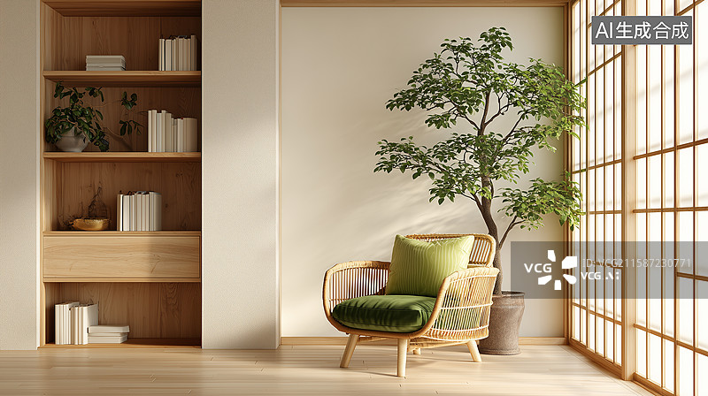 【AI数字艺术】日式传统阅读角落图片素材