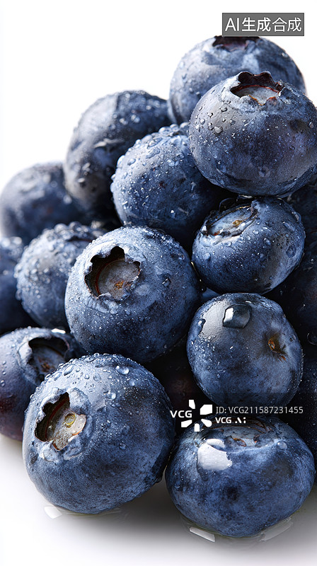 【AI数字艺术】新鲜蓝莓堆叠特写图片素材