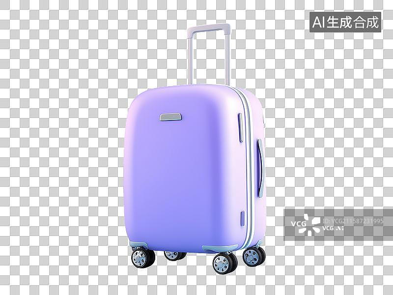 【AI数字艺术】3D紫色行李箱旅行图片素材