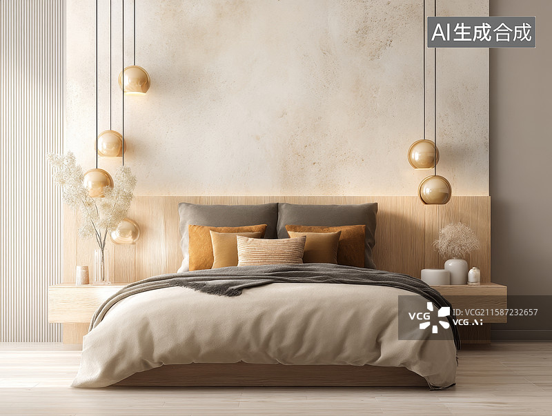 【AI数字艺术】现代简约卧室设计图片素材
