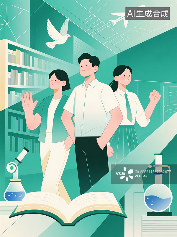 【AI数字艺术】教育与未来科技创新五四青年节图片素材