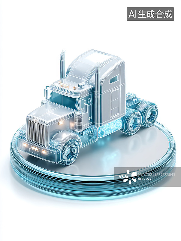 【AI数字艺术】透明卡车模型展示图片素材