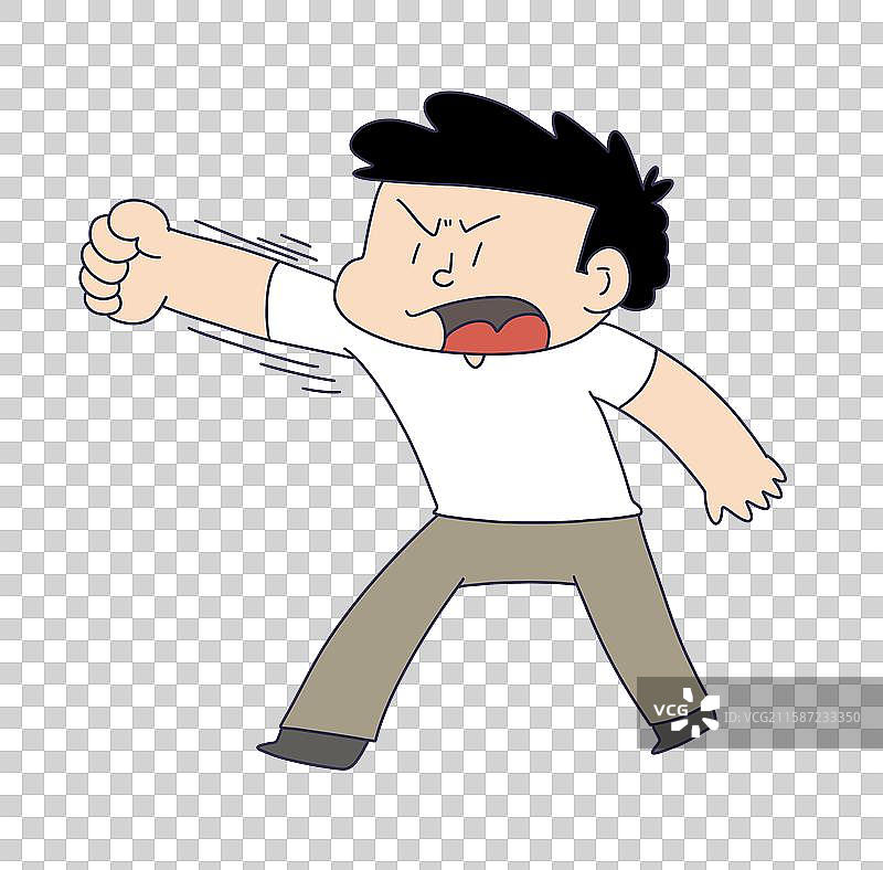 愤怒男子强力挥拳的姿态图片素材