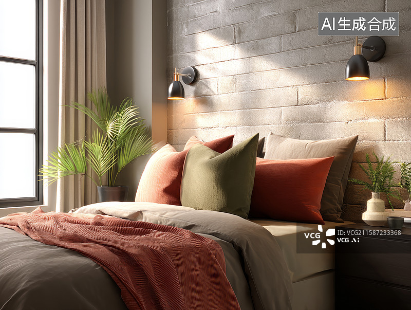 【AI数字艺术】温馨卧室静谧时光图片素材