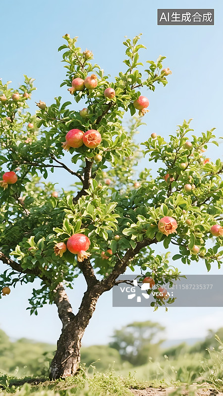 【AI数字艺术】AIGC：硕果累累的石榴树图片素材