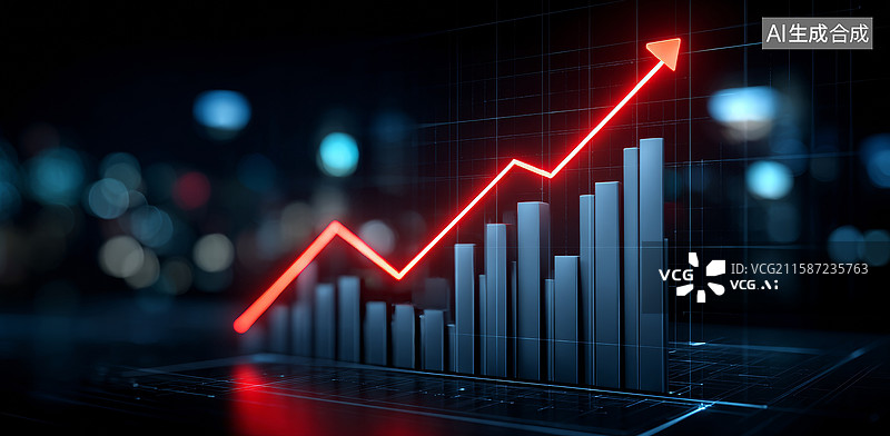 【AI数字艺术】金融市场积极增长趋势图片素材