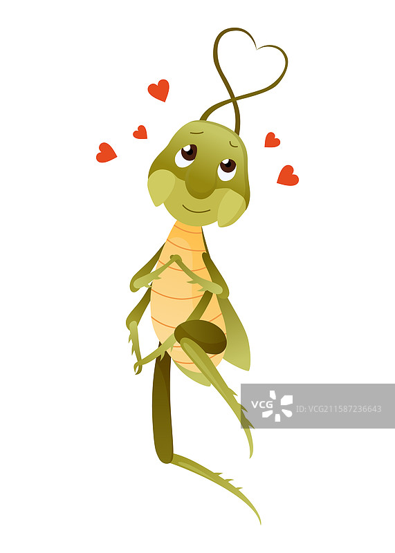 活泼的卡通蚱蜢角色在动态中图片素材