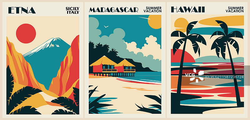 极简复古旅行海报艺术集图片素材