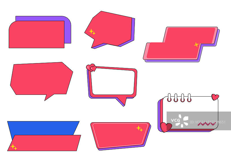 时尚可爱彩色简约贴纸对话框标签边框手举牌插画图片素材