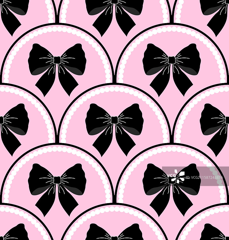 粉色背景上的黑色蝴蝶结图案图片素材