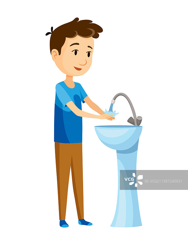 男孩使用卫生间图标集，学习正确的方式图片素材