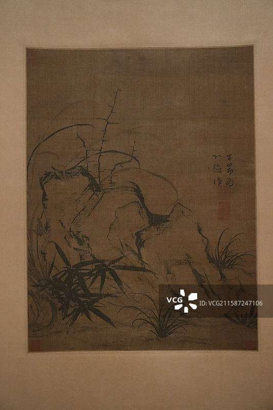 兰石图，元代赵孟頫，上海博物馆东馆，中国历代绘画馆图片素材