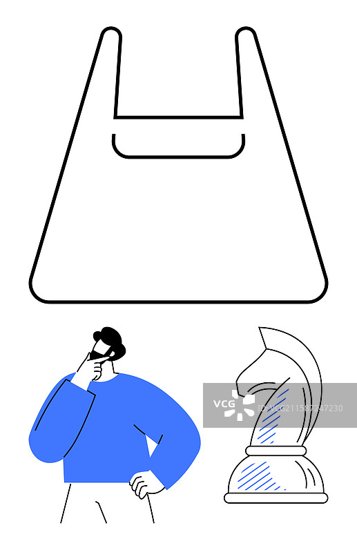 战略思维与棋子骑士图片素材