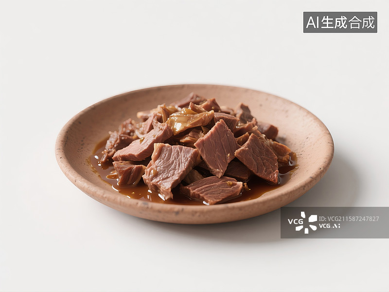 【AI数字艺术】碟子里的美味牛肉块图片素材