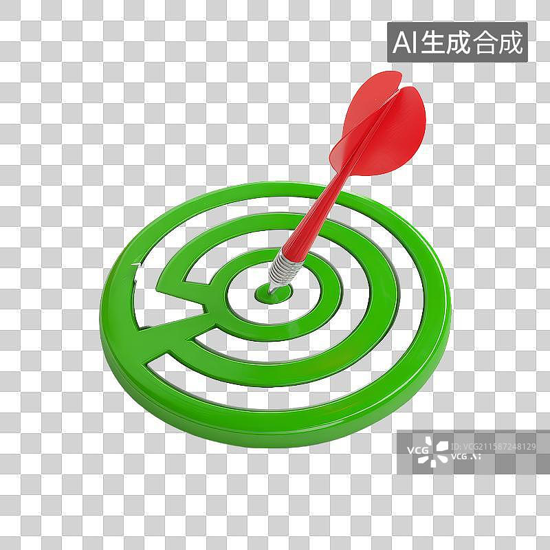 【AI数字艺术】红色飞镖命中绿色靶心图片素材