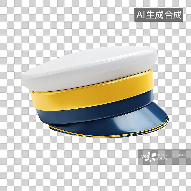 【AI数字艺术】蓝黄白三层平顶帽图片素材