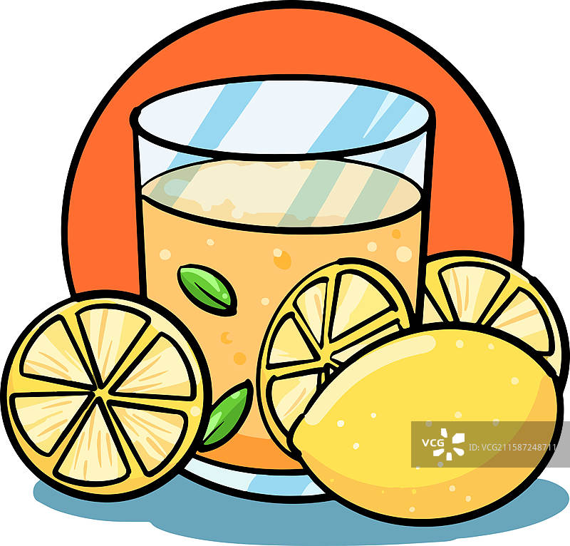 卡通柠檬茶饮品插画素材图片素材