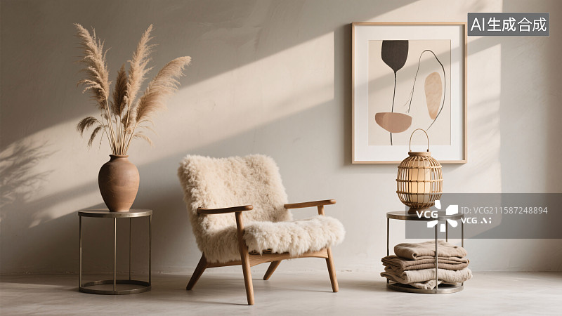 【AI数字艺术】侘寂风的静谧角落图片素材