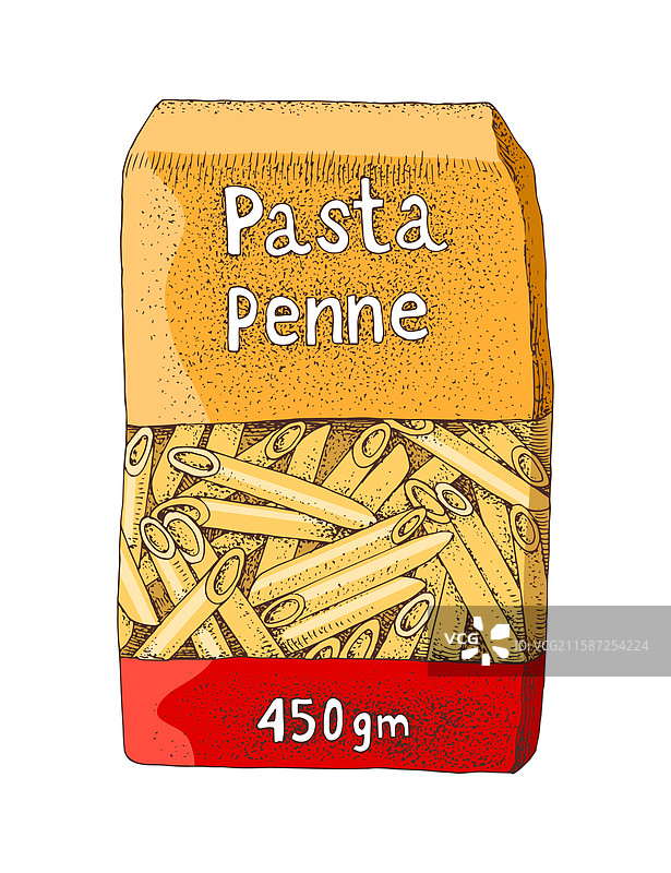 手绘的意大利笔管面包装图片素材