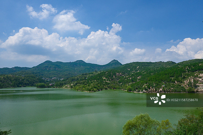 济南黄巢水库远景图片素材