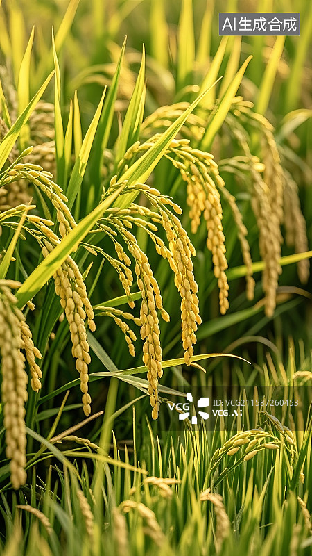 【AI数字艺术】巨型水稻种植基地，秋收丰收，微缩景观，微观世界，微缩摄影，特写镜头图片素材