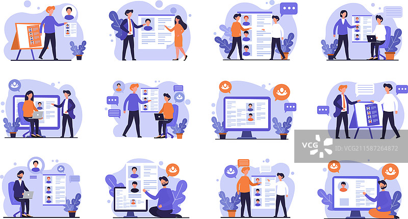 专业求职面试场景设计元素图片素材