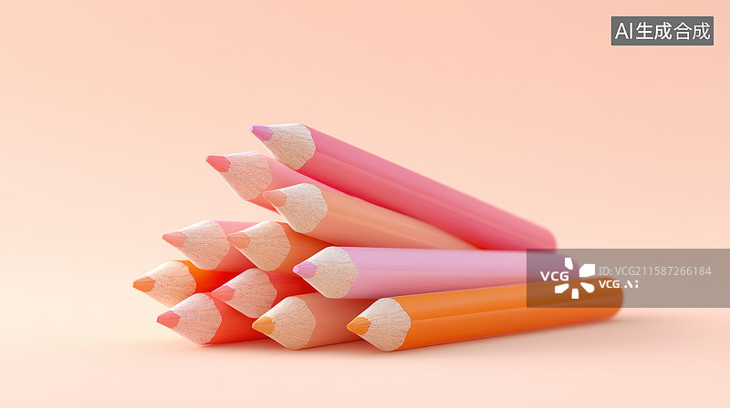 【AI数字艺术】一堆彩色铅笔图片素材
