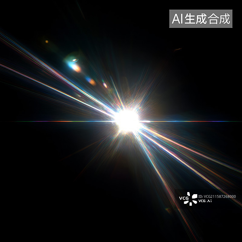 【AI数字艺术】黑暗背景中明亮的星光迸发图片素材