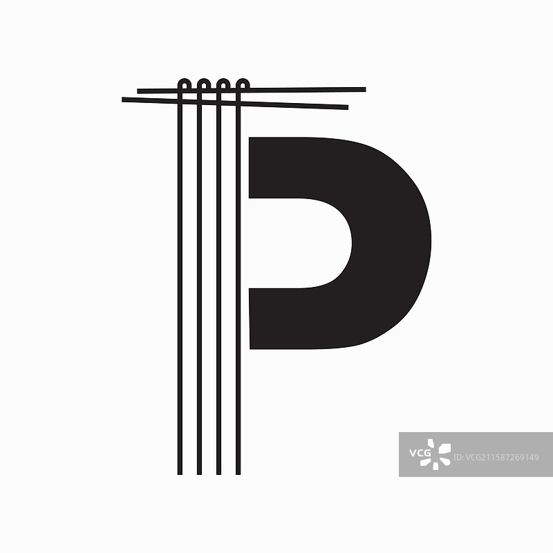 字母P的面条logo设计概念与面条图片素材