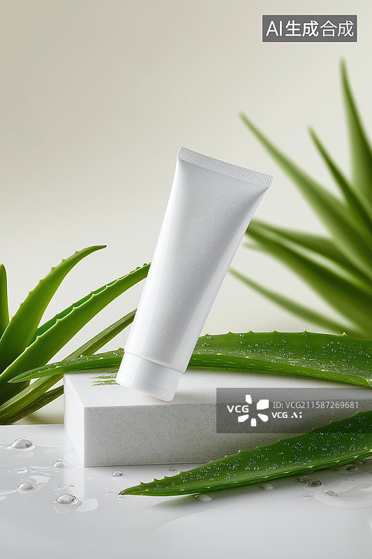 【AI数字艺术】芦荟护肤品展示图片素材