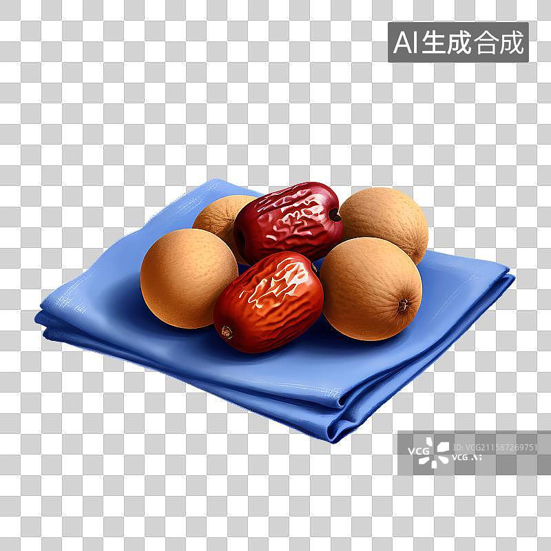 【AI数字艺术】国风手绘插画，红枣，桂圆，中药，中医，免抠元素图片素材
