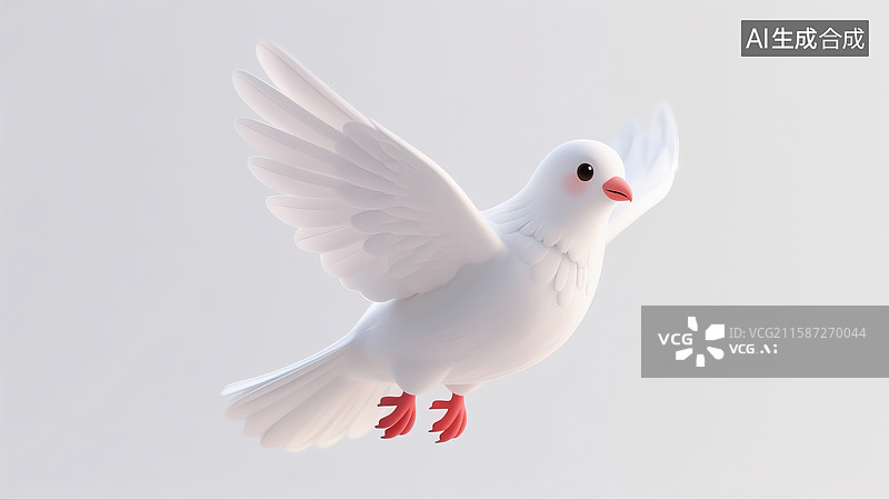 【AI数字艺术】和平鸽，3D卡通，可爱的图片素材
