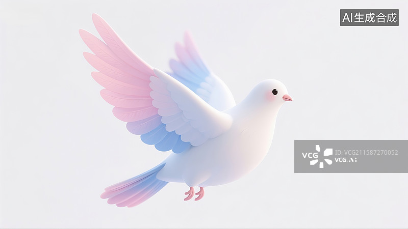 【AI数字艺术】和平鸽，3D卡通，可爱的图片素材