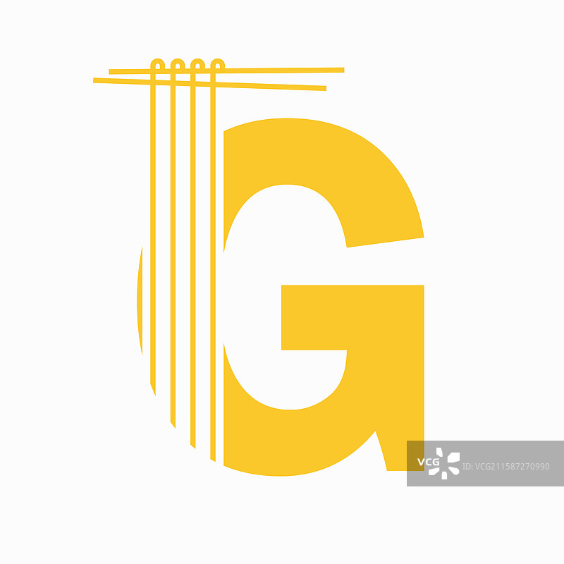 字母G面条logo设计概念与面条图片素材