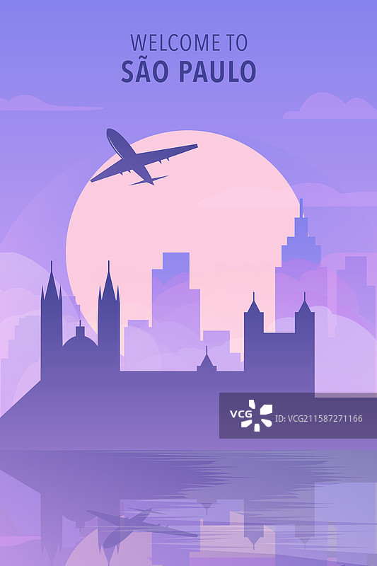 欢迎来到巴西圣保罗渐变城市海报图片素材