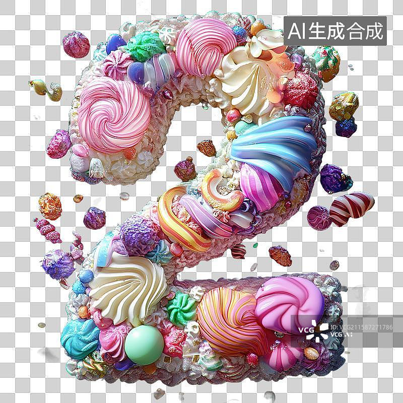 【AI数字艺术】奶油风数字2图片素材