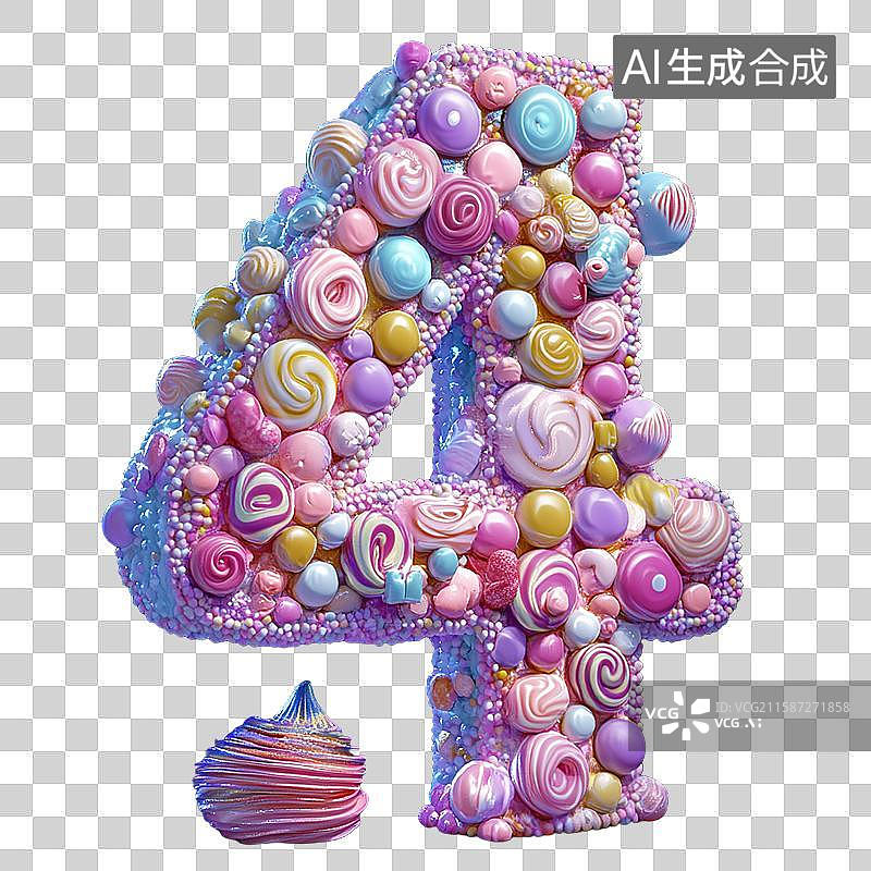 【AI数字艺术】奶油风数字4图片素材