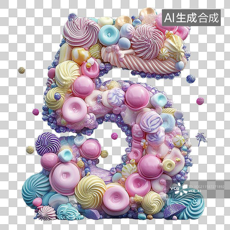 【AI数字艺术】奶油风数字5图片素材