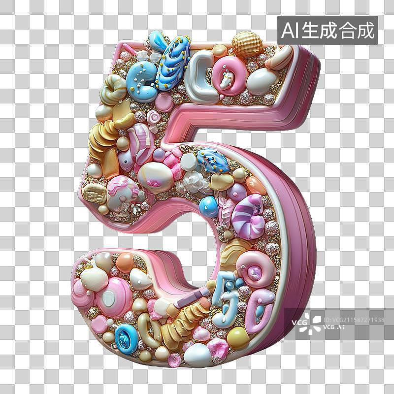 【AI数字艺术】奶油风数字5图片素材